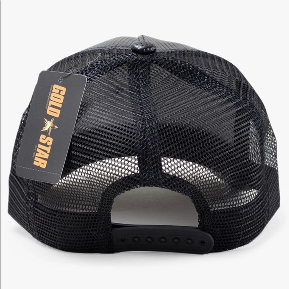 NEW GOLD STAR BLACK TRUCKER HAT GOLD STAR - Picture 2 of 2
